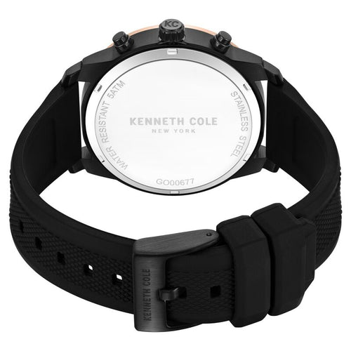Kenneth Cole Quartz Multifunction Black Dial Black Colour Silicone Strap Watch For Men KCWGO0067702MNW
