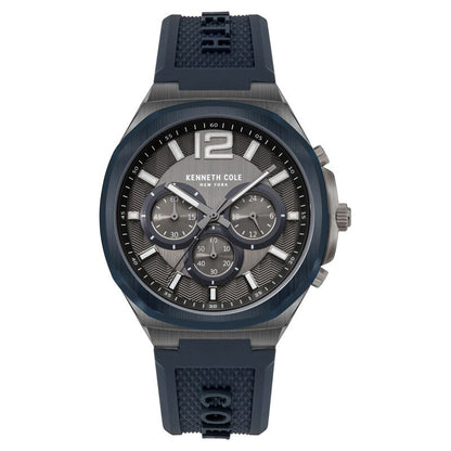 Kenneth Cole Quartz Chronograph Grey Dial Silicone Strap Watch for Men NTKCWGO2104903MN