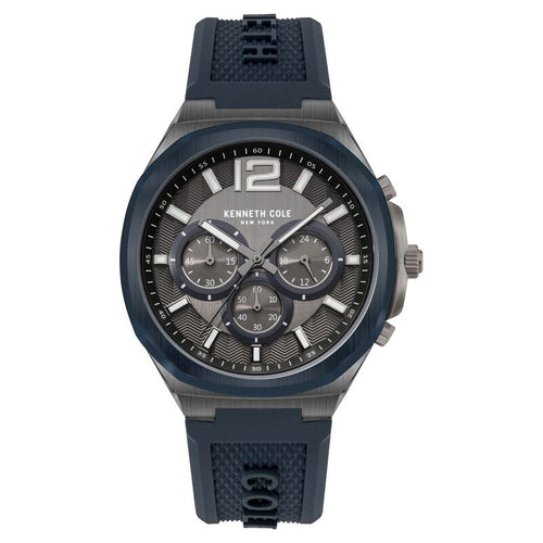 Kenneth Cole Quartz Chronograph Grey Dial Silicone Strap Watch for Men NTKCWGO2104903MN