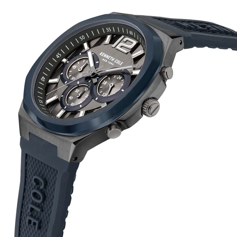Kenneth Cole Quartz Chronograph Grey Dial Silicone Strap Watch for Men NTKCWGO2104903MN