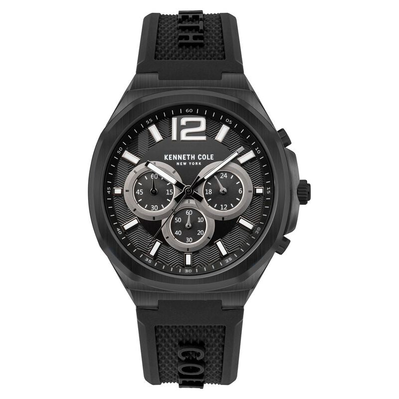 Kenneth Cole Quartz Chronograph Black Dial Silicone Strap Watch for Men NTKCWGO2104904MN