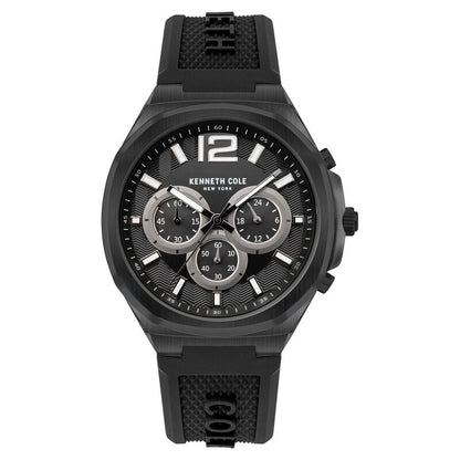 Kenneth Cole Quartz Chronograph Black Dial Silicone Strap Watch for Men NTKCWGO2104904MN
