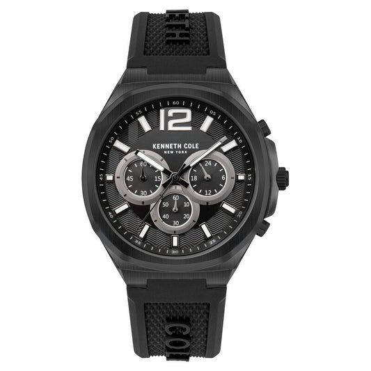 Kenneth Cole Quartz Chronograph Black Dial Silicone Strap Watch for Men NTKCWGO2104904MN