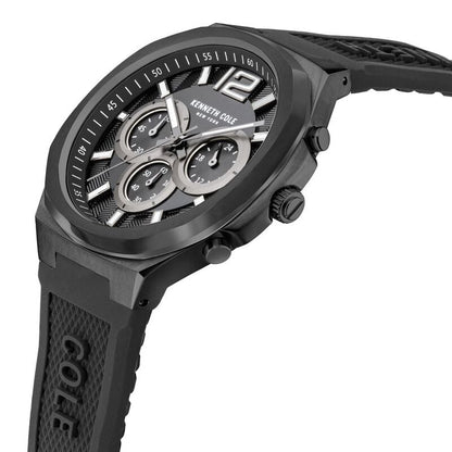 Kenneth Cole Quartz Chronograph Black Dial Silicone Strap Watch for Men NTKCWGO2104904MN