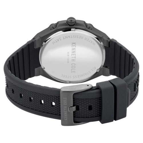 Kenneth Cole Quartz Chronograph Black Dial Silicone Strap Watch for Men NTKCWGO2104904MN