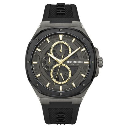 Kenneth Cole Multifunction Grey Dial Silicone Strap Watch for Men-Ntkcwgq0047202mn
