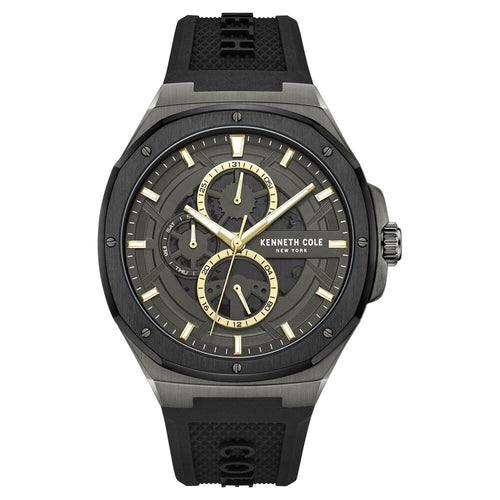 Kenneth Cole Multifunction Grey Dial Silicone Strap Watch for Men-Ntkcwgq0047202mn