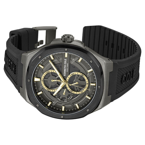 Kenneth Cole Multifunction Grey Dial Silicone Strap Watch for Men-Ntkcwgq0047202mn