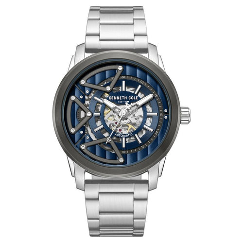 Kenneth Cole Automatic Blue Dial Silver Colour Stainless Steel Strap Watch For Men KCWGY0064903MN