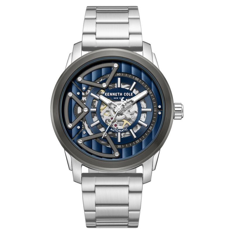 Kenneth Cole Automatic Blue Dial Silver Colour Stainless Steel Strap Watch For Men KCWGY0064903MNW