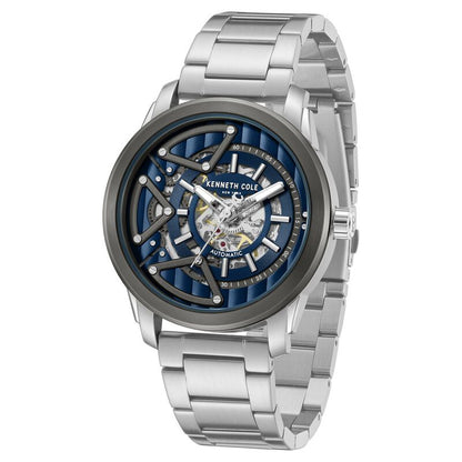 Kenneth Cole Automatic Blue Dial Silver Colour Stainless Steel Strap Watch For Men KCWGY0064903MN