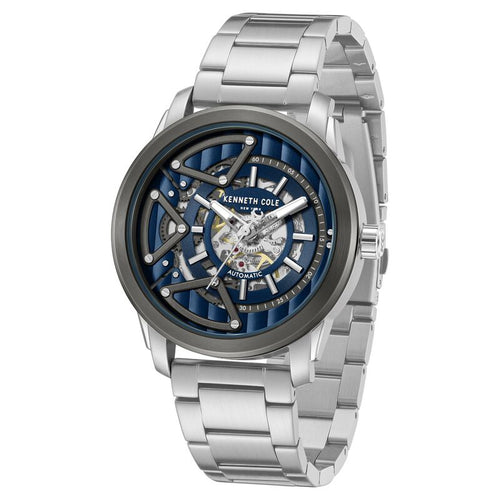 Kenneth Cole Automatic Blue Dial Silver Colour Stainless Steel Strap Watch For Men KCWGY0064903MN