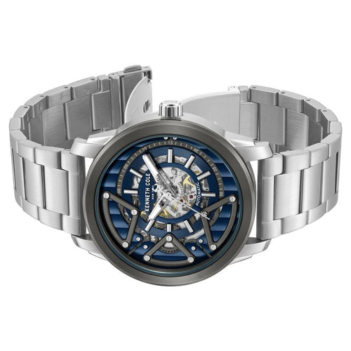 Kenneth Cole Automatic Blue Dial Silver Colour Stainless Steel Strap Watch For Men KCWGY0064903MNW