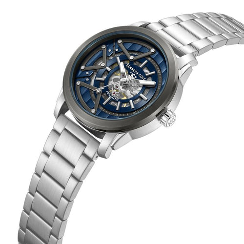 Kenneth Cole Automatic Blue Dial Silver Colour Stainless Steel Strap Watch For Men KCWGY0064903MN