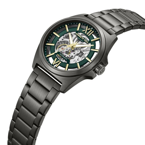 Kenneth Cole Automatic With Self Winding Automatic With Self Winding Green Dial Stainless Steel Strap Watch For Men KCWGY0065103MNW