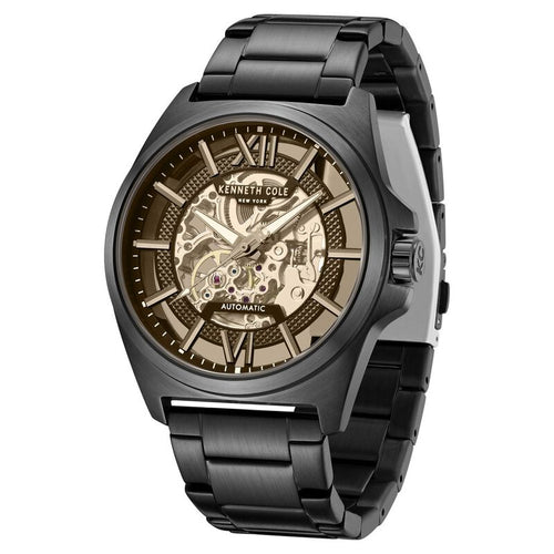 Kenneth Cole Automatic With Self Winding Automatic With Self Winding Black Dial Stainless Steel Strap Watch For Men KCWGY0065104MNW