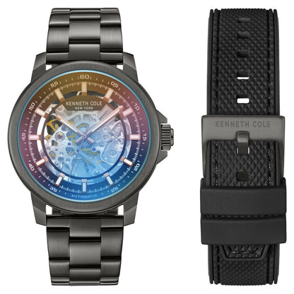 Kenneth Cole Automatic Grey Dial with Grey Stainless Steel & Silicone Strap Watch for - NTKCWGY2104110MN