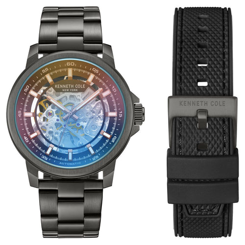 Kenneth Cole Automatic Grey Dial with Grey Stainless Steel & Silicone Strap Watch for - NTKCWGY2104110MN