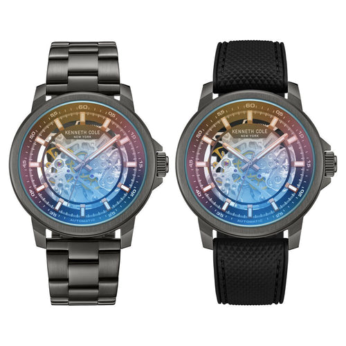 Kenneth Cole Automatic Grey Dial with Grey Stainless Steel & Silicone Strap Watch for - NTKCWGY2104110MN