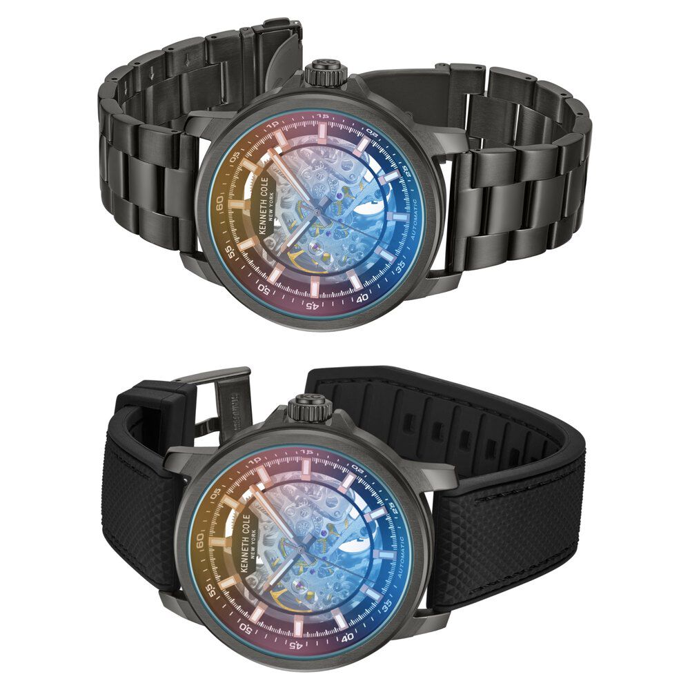 Kenneth Cole Automatic Grey Dial with Grey Stainless Steel & Silicone Strap Watch for - NTKCWGY2104110MN