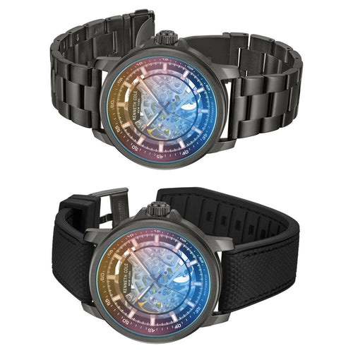 Kenneth Cole Automatic Grey Dial with Grey Stainless Steel & Silicone Strap Watch for - NTKCWGY2104110MN