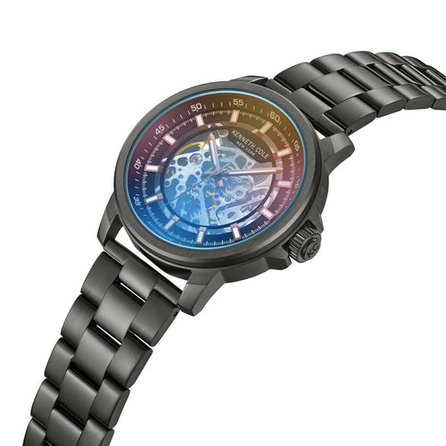 Kenneth Cole Automatic Grey Dial with Grey Stainless Steel & Silicone Strap Watch for - NTKCWGY2104110MN