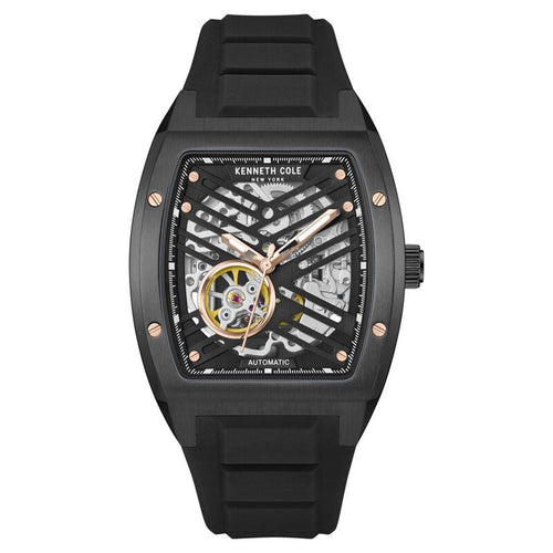 Kenneth Cole Automatic Black Dial With Black Silicone Strap Watch For Men NTKCWGZ0046103MNW