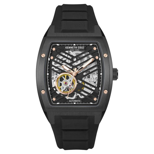 Kenneth Cole Automatic Black Dial With Black Silicone Strap Watch For Men NTKCWGZ0046103MNW
