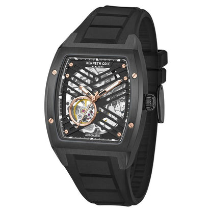 Kenneth Cole Automatic Black Dial With Black Silicone Strap Watch For Men NTKCWGZ0046103MNW
