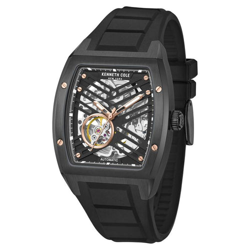 Kenneth Cole Automatic Black Dial With Black Silicone Strap Watch For Men NTKCWGZ0046103MNW