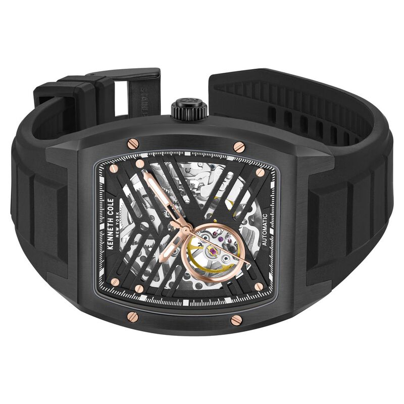 Kenneth Cole Automatic Black Dial With Black Silicone Strap Watch For Men NTKCWGZ0046103MNW