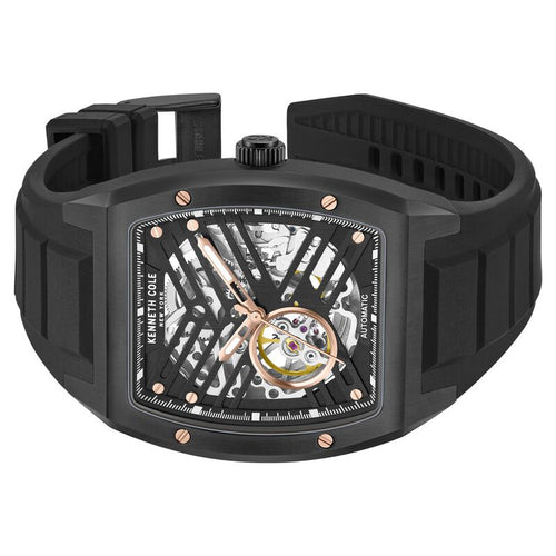Kenneth Cole Automatic Black Dial With Black Silicone Strap Watch For Men NTKCWGZ0046103MNW