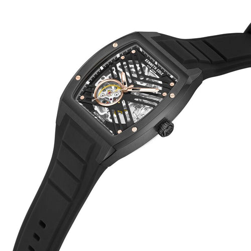 Kenneth Cole Automatic Black Dial With Black Silicone Strap Watch For Men NTKCWGZ0046103MNW
