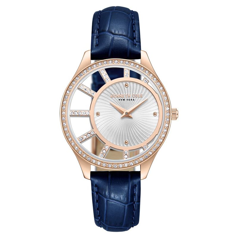 Kenneth Cole Quartz Analog Silver Dial Leather Strap Watch For Women NTKCWLA0061601LD