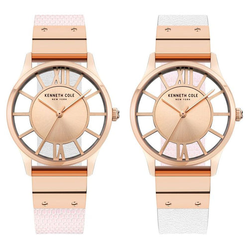 Kenneth Cole Quartz Analog Rose Gold Dial Leather Strap Watch for Women NEKCWLA2106003LD