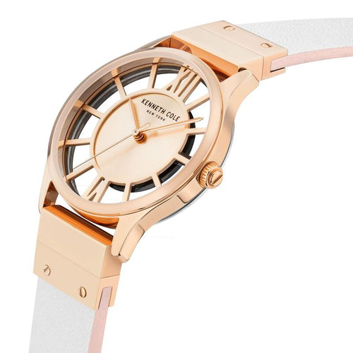 Kenneth Cole Quartz Analog Rose Gold Dial Leather Strap Watch for Women NEKCWLA2106003LD