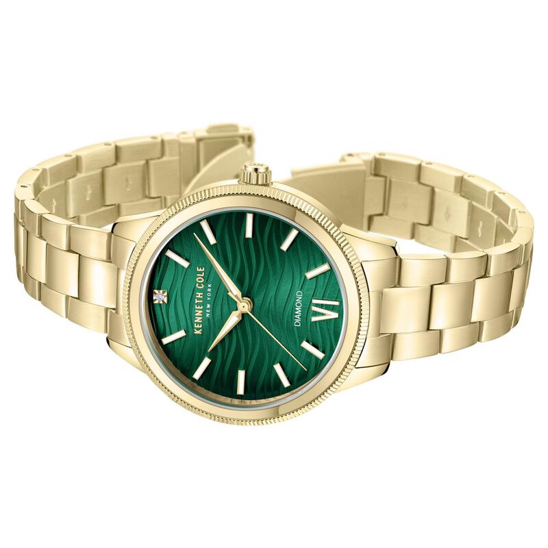 Kenneth Cole Quartz Analog Green dial Metal Strap Watch for Women NTKCWLG0017703LDW