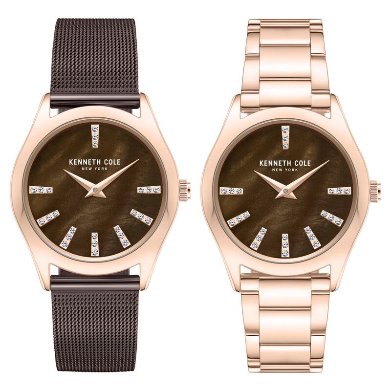 Kenneth Cole Quartz Analog Mother Of Pearl Dial Stainless Steel Interchangeable Strap Watch For Women NTKCWLG0048402LD