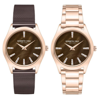 Kenneth Cole Quartz Analog Mother Of Pearl Dial Stainless Steel Interchangeable Strap Watch For Women NTKCWLG0048402LD