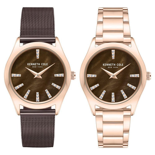 Kenneth Cole Quartz Analog Mother Of Pearl Dial Stainless Steel Interchangeable Strap Watch For Women NTKCWLG0048402LD