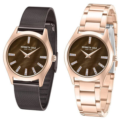 Kenneth Cole Quartz Analog Mother Of Pearl Dial Stainless Steel Interchangeable Strap Watch For Women NTKCWLG0048402LD