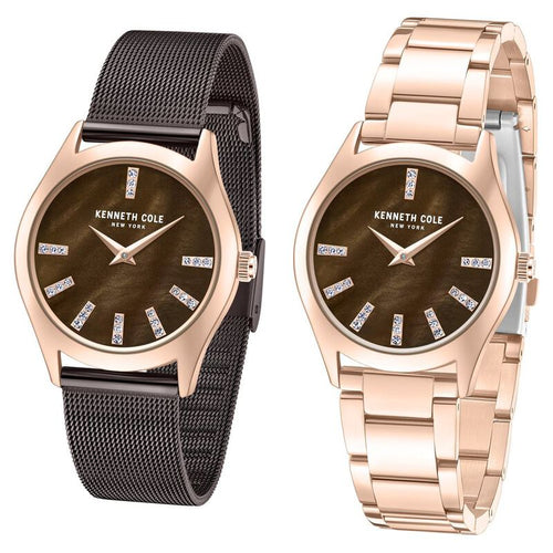 Kenneth Cole Quartz Analog Mother Of Pearl Dial Stainless Steel Interchangeable Strap Watch For Women NTKCWLG0048402LD