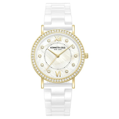 Kenneth Cole Quartz Analog White Dial White Ceramic Strap Watch For Women NTKCWLG0062801LD