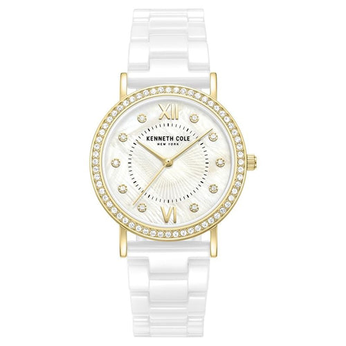 Kenneth Cole Quartz Analog White Dial White Ceramic Strap Watch For Women NTKCWLG0062801LD