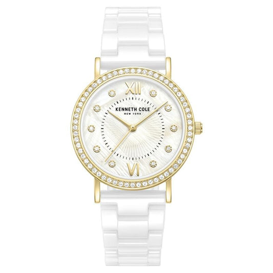 Kenneth Cole Quartz Analog White Dial White Ceramic Strap Watch For Women NTKCWLG0062801LD