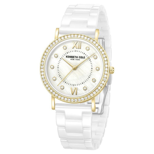 Kenneth Cole Quartz Analog White Dial White Ceramic Strap Watch For Women NTKCWLG0062801LD