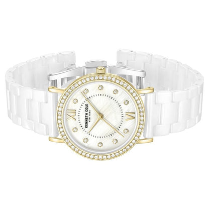 Kenneth Cole Quartz Analog White Dial White Ceramic Strap Watch For Women NTKCWLG0062801LD