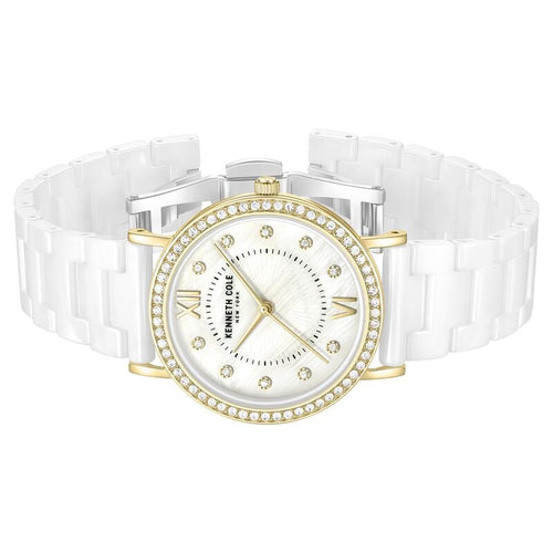Kenneth Cole Quartz Analog White Dial White Ceramic Strap Watch For Women NTKCWLG0062801LD