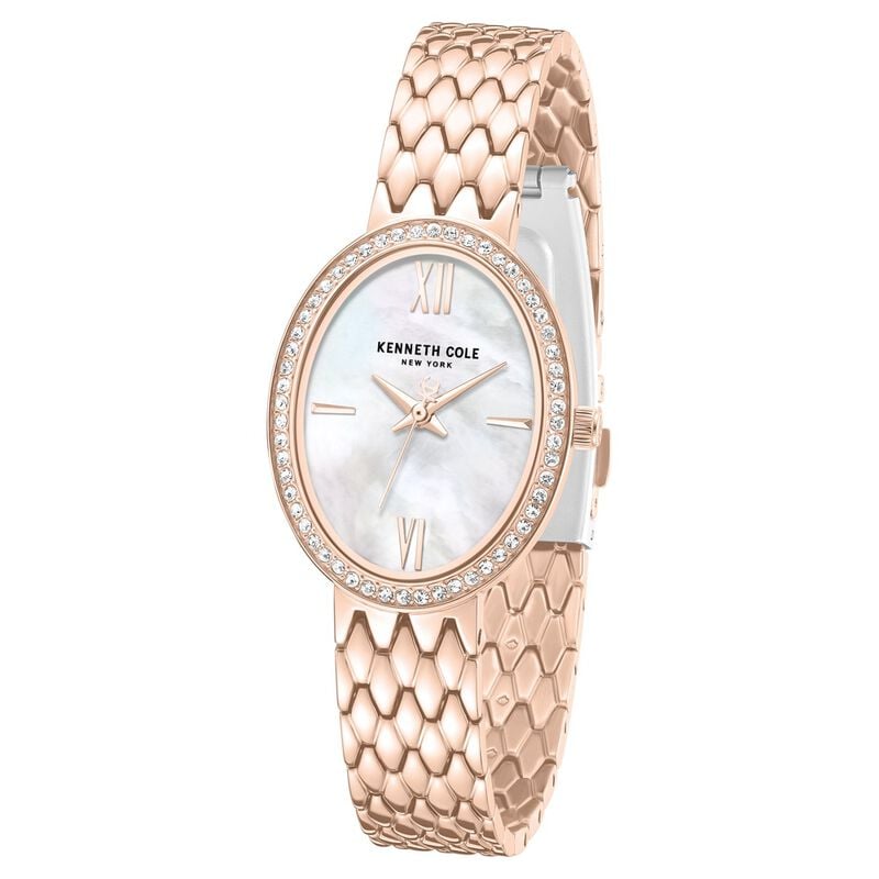 Kenneth Cole Quartz Analog White Dial Rose Gold Colour Stainless Steel Strap Watch For Women KCWLG0068301LD