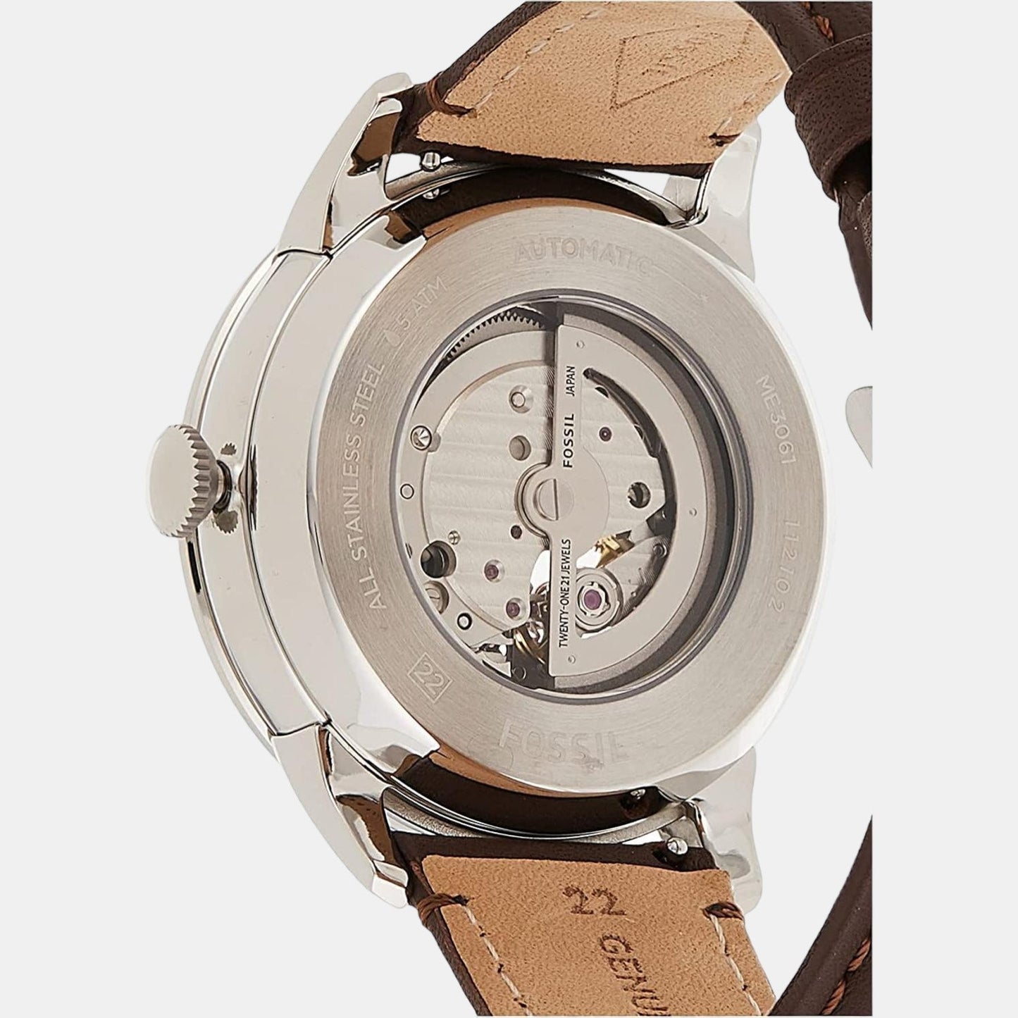 Towns Men Automatic Black Dial Multi-Function Leather Watch ME3061